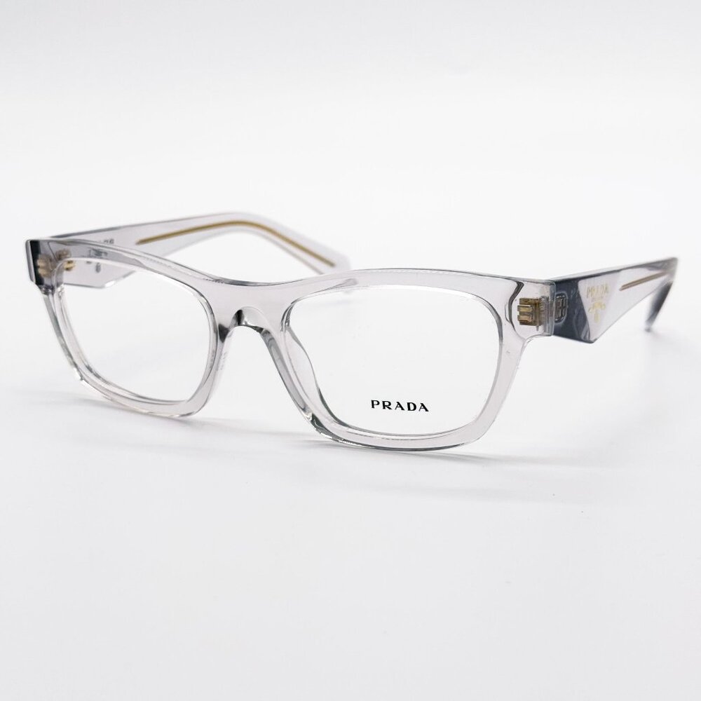 NEW PRADA PRB01V 12R1O1 EYEGLASSES WOMEN TRANSPARENT GRAY EYEWEAR VPR B01 12R1O1